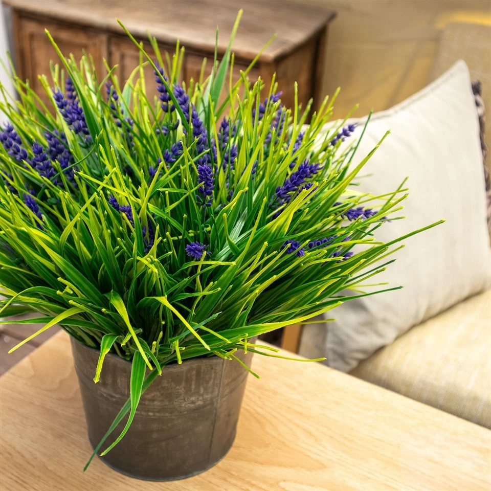 Simulation Potted Reed Grass With Purple Flower And Green Leaves For Indoor Outdoor Decor best